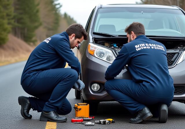 Breakdown recovery technicians working